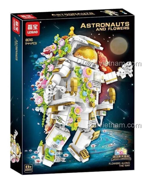 Hộp bộ lắp ghép Phi hành gia và Hoa LEIBAO 8016, đồ chơi mô hình Phi hành gia và Hoa, Phi hành gia trang trí hoa, cho bé gái 8 tuổi, giá tốt