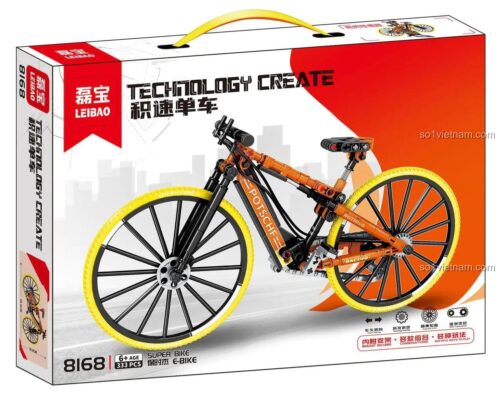 Bộ lắp ghép Xe đạp điện Porsche LEIBAO 8168 chất lượng cao, mô hình xe đạp thể thao Porsche màu cam đen vàng cho bé trai 6 tuổi giá tốt.