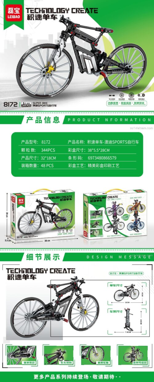Xe Đạp Đua Audi Sport LEIBAO bộ xếp hình 8172 chất lượng cao cho bé trai 6 tuổi