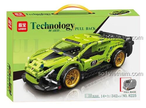 Hộp Mô Hình Lamborghini Xanh Lá LEIBAO-8225, bộ khối lắp ghép Xe Đua Công Nghệ chất lượng cao