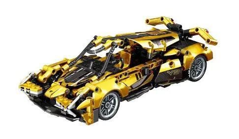 Bộ lắp ráp Lamborghini V12GT LEIBAO 8298 màu vàng đen, đồ chơi mô hình siêu xe cho bé trai 6 tuổi, giá tốt.