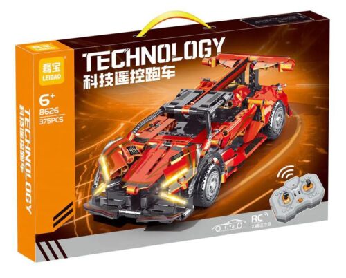 Hộp sản phẩm LEIBAO 8626 Xe Đua Điều Khiển Từ Xa Tỉ Lệ 1:18, 375 mảnh, Đỏ, Đen, Trắng, 6+ tuổi, Điều Khiển Từ Xa 2.4G, Tốc Độ Kinh Hoàng
