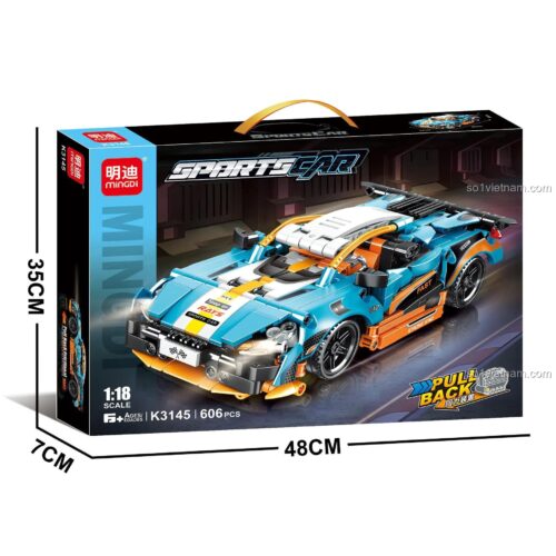 Hộp đồ chơi lắp ráp Xe Đua Kéo Lùi Leibao K3145 tỉ lệ 1:18, 606 mảnh ghép, đồ chơi mô hình cho bé trai 6 tuổi