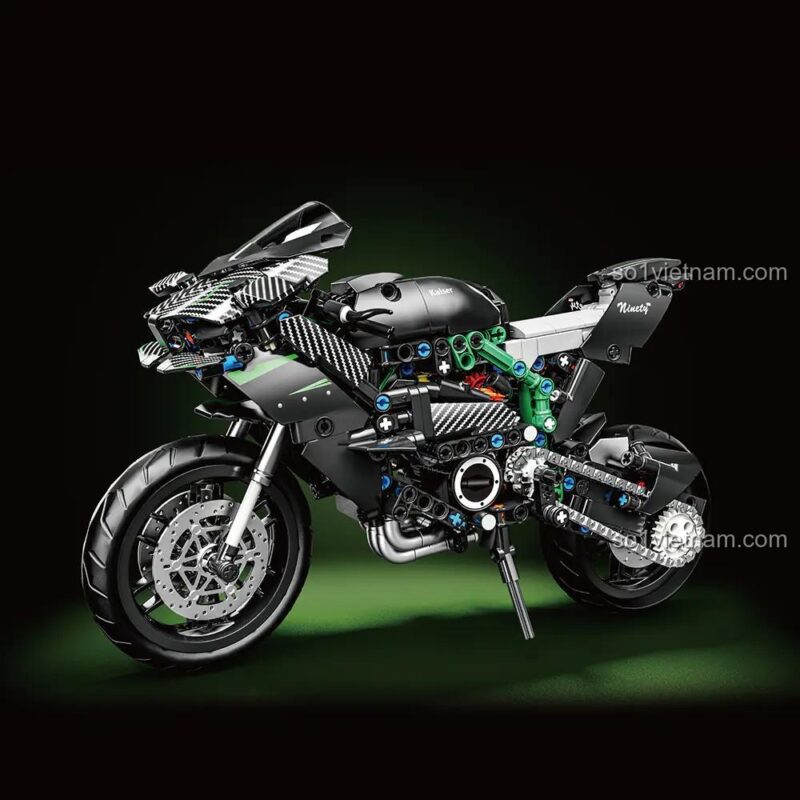 Mô hình xe máy Kawasaki H2 LEIMAO H1129, bộ lắp ráp chi tiết, tốc độ đỉnh cao, cho bé trai 14 tuổi