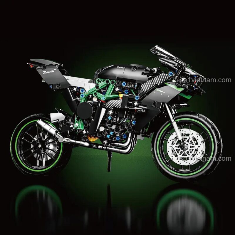 Mô hình xe máy Kawasaki H2 LEIMAO H1129, đồ chơi sáng tạo cho bé trai 14 tuổi, lắp ráp chân thực