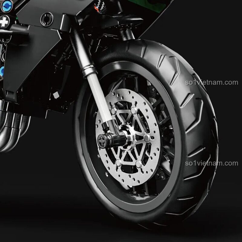 Mô hình xe máy Kawasaki H2 LEIMAO H1129, chi tiết tay lái, đồ chơi STEM cho bé trai 14 tuổi