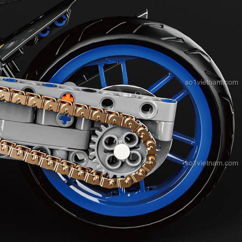 Chi tiết bánh sau mô hình xe máy Yamaha MT-10SP LEIMAO H1130, đồ chơi kỹ thuật, 820 chi tiết