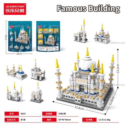 Hộp sản phẩm mô hình Taj Mahal LELE BROTHER 8825, bộ lắp ghép kiến trúc, 510 mảnh, cho bé 6 tuổi