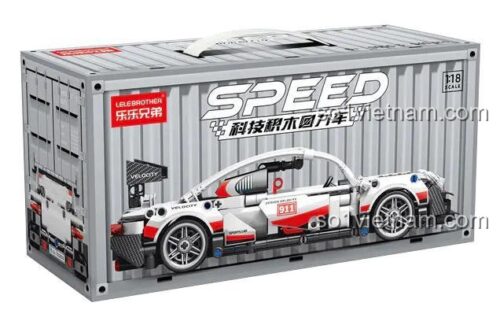 Hộp bộ lắp ghép LELE BROTHER 9055-3 Xe Porsche Đua hồi lực, đồ chơi lắp ráp siêu xe Porsche cho bé trai 6 tuổi giá rẻ