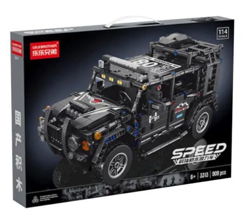 Hộp sản phẩm LELE BROTHER 9056-5 Xe Jeep Địa Hình Quân Đội Tốc Độ Cao tỉ lệ 1:14, 909 mảnh ghép, đồ chơi lắp ráp cho bé 6 tuổi