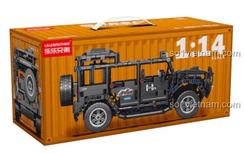 Hộp container sản phẩm LELE BROTHER 9056-5 Xe Jeep Địa Hình Quân Đội Tốc Độ Cao tỉ lệ 1:14, 909 mảnh ghép, đồ chơi lắp ráp cho bé 6 tuổi