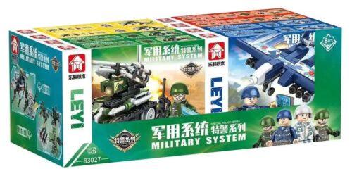 Hộp đồ chơi quân sự LEQI 83027, bộ lắp ghép xe tăng, máy bay, lính đặc nhiệm, 646 chi tiết, 4 mẫu lắp được, cho bé trai 6 tuổi