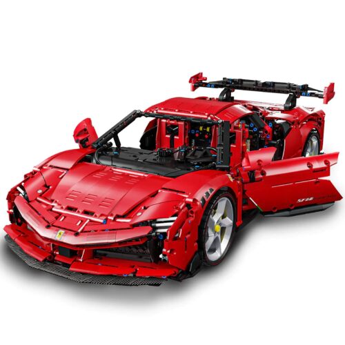 Mô hình siêu xe Ferrari SF90 tỉ lệ 1:8 LERU 10723, bộ lắp ghép kỹ thuật 4260 mảnh, đồ chơi cho bé trai 14 tuổi, điều khiển từ xa, giá tốt