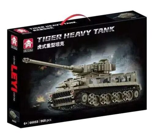 Hộp sản phẩm LEVI 66055 Xe tăng hạng nặng Tiger, mô hình xe tăng quân sự chân thực, 968 mảnh ghép, độ tuổi 6+, phù hợp cho bé trai, món quà ý nghĩa