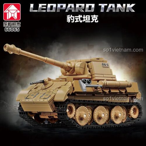 Hình ảnh chi tiết bộ lắp ghép Xe tăng Panther LEYI 66065, mô hình xe tăng chiến đấu Panther với 526 mảnh ghép, đồ chơi cho bé trai 6 tuổi giá rẻ.