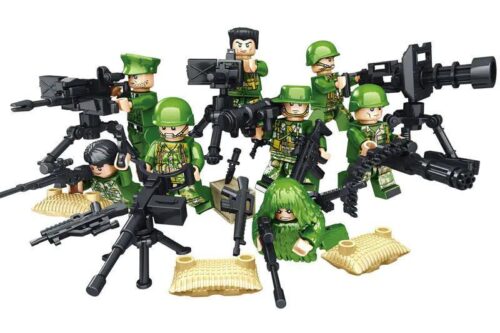 Bộ đồ chơi Lính đặc nhiệm LeYi 87001, gồm 8 minifigure quân sự với đầy đủ vũ khí, phù hợp cho bé trai 6 tuổi, giá rẻ.
