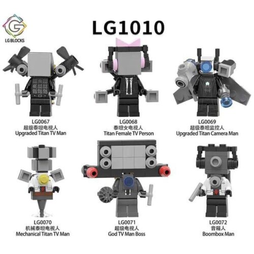Bộ 6 Mô Hình Skibidi Toilet LG1010, đồ chơi lắp ghép nhân vật Skibidi Toilet cho bé trai 6 tuổi, thế giới toilet độc đáo, giá tốt