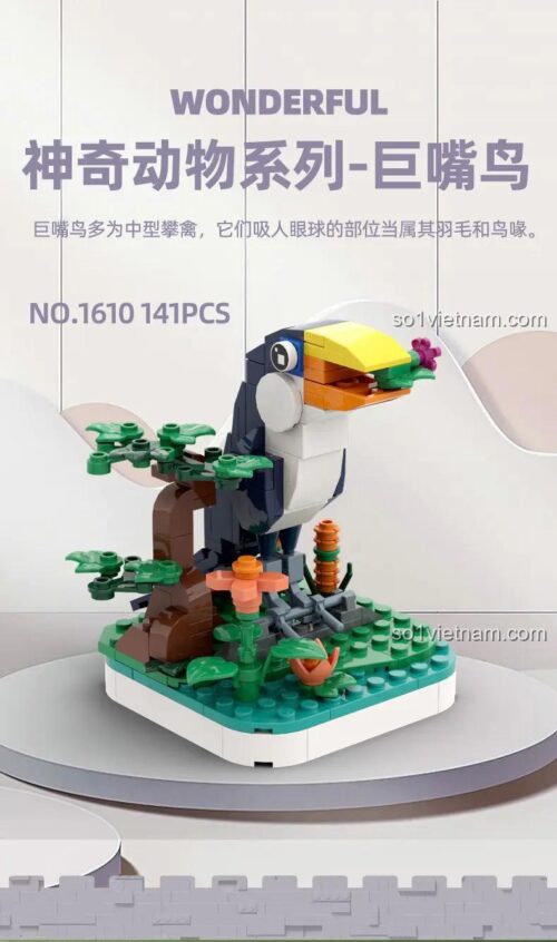 Đồ chơi mô hình LIGAO 1610 Chim Toucan, bộ xếp hình Động vật Toucan, phát triển tư duy sáng tạo cho trẻ 6 tuổi