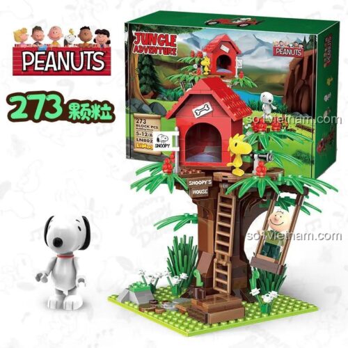 Hộp bộ lắp ghép LiNooS LN8028 Cây Nổi Tiếng Snoopy, 273 chi tiết, phù hợp cho bé trai 5 tuổi