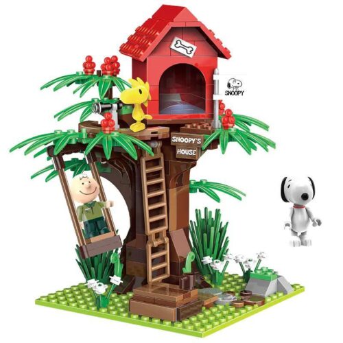 Bộ lắp ghép LiNooS LN8028 Cây Nổi Tiếng Snoopy với 273 chi tiết, mô hình ngôi nhà trên cây Snoopy cho bé trai 5 tuổi