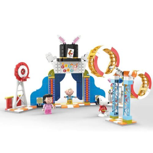 Bộ đồ chơi Snoopy Rạp xiếc LN8040 với nhân vật Snoopy, Charlie Brown và Lucy, 375 mảnh ghép, màu sắc tươi sáng, mô phỏng rạp xiếc