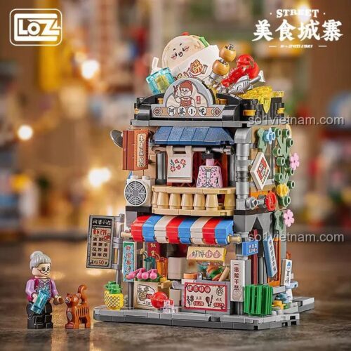 Đồ chơi xây dựng LOZ 1290 Cửa hàng đồ ăn vặt kiểu Trung Hoa, bộ xếp hình 757 chi tiết, chất lượng cao.