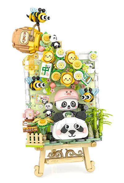 Tranh Gấu Trúc Mật Ngọt LOZ 1302, bộ lắp ghép 751 mảnh, mô hình 3D dạng tranh, đồ chơi xếp hình cho bé gái 6 tuổi, trang trí bàn học, quà tặng ý nghĩa