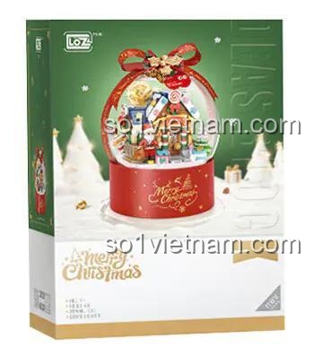 Hộp bộ lắp ghép LOZ 1303 Giáng Sinh Ôm Ấp Mùa Đông - Ngôi nhà tuyết với ông già Noel và cây thông, có nắp đậy chống bụi, trang trí Giáng Sinh, 6 tuổi, giá tốt