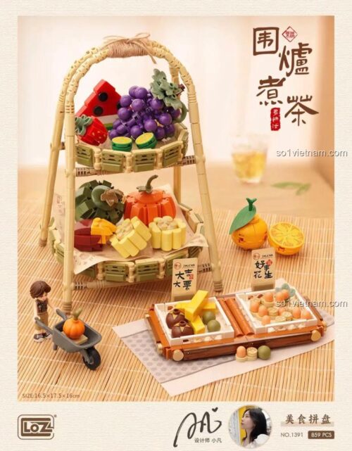 Mô hình bộ lắp ghép LOZ 1391 Vây Lư Chử Trà Mỹ Phẩm Bàn 859 Mảnh Ghép cho bé gái 6 tuổi