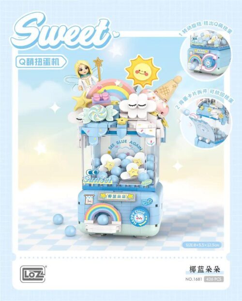 Bộ lắp ghép máy bán hàng tự động kẹo ngọt Yummy Gummy LOZ 1681 436 chi tiết cho bé gái 6 tuổi, mô hình dễ thương, có thể xoay núm lấy kẹo, giá tốt