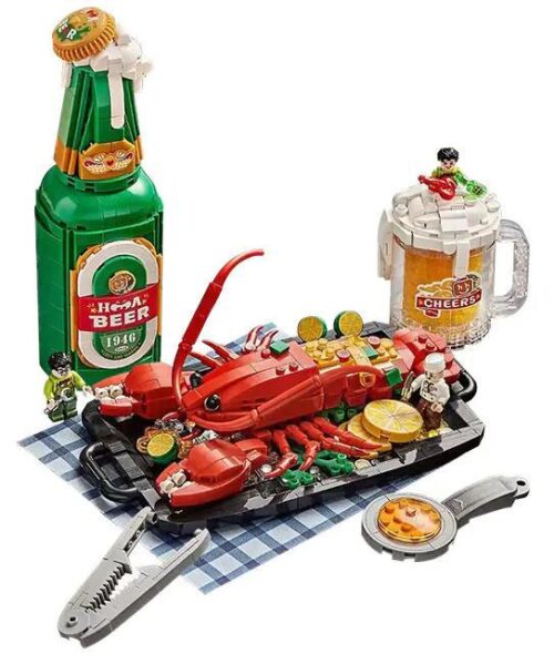 Bộ lắp ghép Mô hình Tôm Hùm Bia LOZ 1946, đồ chơi lắp ráp LOZ giá tốt cho bé trai 6 tuổi, mô hình ẩm thực sáng tạo chi tiết cao.