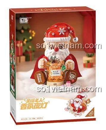 Hộp bộ lắp ghép LOZ 1958 Ông Già Noel Đèn Ngủ Khuếch Tán Hương Thơm, đồ chơi mô hình Giáng Sinh chất lượng cao cho tuổi 14+