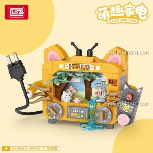 Sản phẩm LOZ 8822 Bộ lắp ghép Tivi Cổ Điển Mèo đã lắp ráp