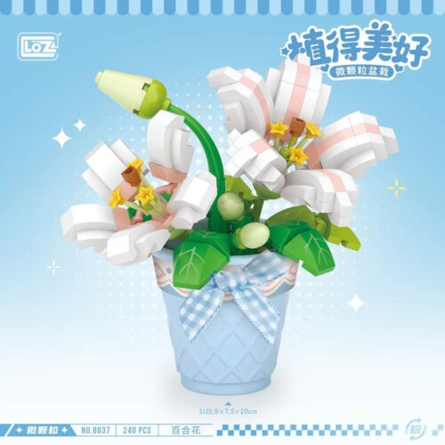 LOZ 8837 Hoa Lily Bộ lắp ghép Mô hình hoa trang trí 240 mảnh