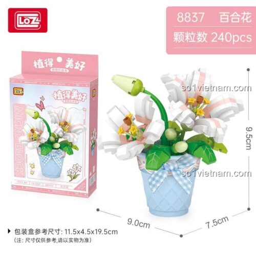 Hộp sản phẩm LOZ 8837 Hoa Lily Bộ lắp ghép 240 mảnh