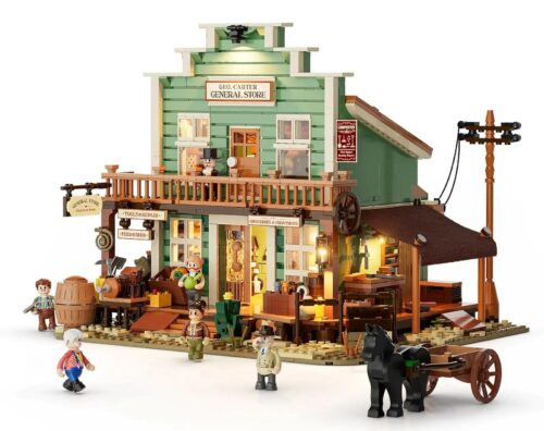Mô hình Cửa hàng Tạp hóa Miền Tây Cổ Lumibricks F9057 với đèn LED sáng lung linh, chi tiết in ấn cao cấp, tái hiện chân thực đời sống miền Tây, đồ chơi lắp ghép cho người lớn 16 tuổi