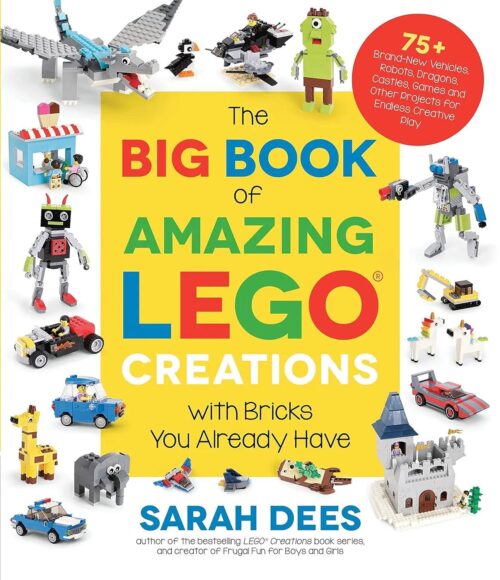 Sách The Big Book of Amazing LEGO Creations with Bricks You Already Have của Macmillan Trade, giới thiệu hơn 75 mẫu xe, robot, rồng, lâu đài, trò chơi và các dự án sáng tạo khác cho trẻ em từ 6 tuổi trở lên.