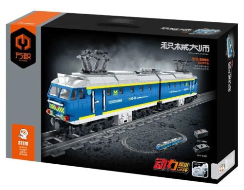 Hộp bộ lắp ghép Tàu Điện Lực Mô Phỏng 万致IM.Master 8066 623 mảnh, màu xanh dương, trắng, xám, phù hợp cho bé trai 6 tuổi, có điều khiển từ xa, giá tốt