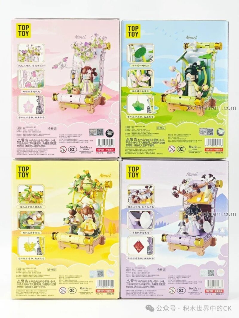 Mặt sau hộp đồ chơi TOP TOY TC2054 Nanci Hạ Nhiễm, thể hiện các chi tiết và tính năng của sản phẩm.