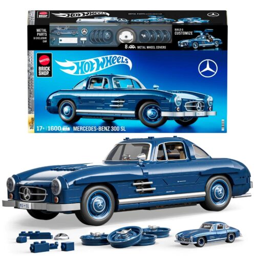 Bộ lắp ghép Mattel HWW25 Mercedes-Benz 300 SL, mô hình xe hơi cổ điển cho người lớn 17+, chất lượng cao cấp.