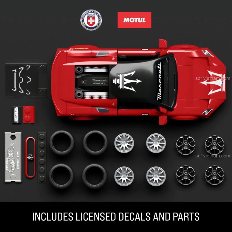Bộ lắp ghép JFR90 Siêu xe Maserati MC20 kèm xe kim loại 1:64 và tấm kim loại độc quyền.