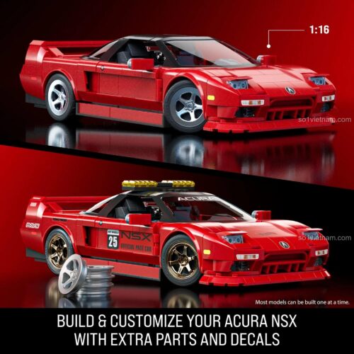 Người lớn đang lắp ráp bộ xếp hình Mattel JFT17 Honda NSX 1990, đồ chơi sáng tạo cho bố và con trai.