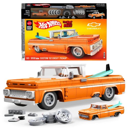 Hộp sản phẩm bộ lắp ghép Xe bán tải Chevrolet 1962 Mattel JFT20, 858 chi tiết, tỉ lệ 1:16, món quà giá tốt cho con trai 10 tuổi.