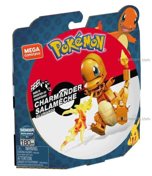 Hộp sản phẩm đồ chơi lắp ghép Mega Bloks GKY96 Pokemon Tiểu Long Lửa