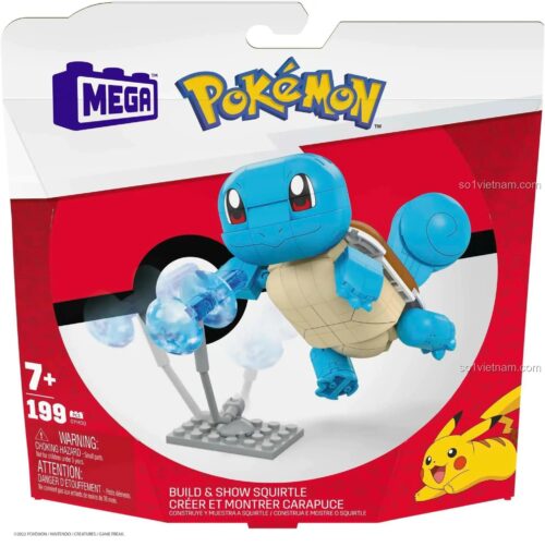 Hộp sản phẩm Mega Bloks GYH00 Bộ Lắp Ghép Mô Hình Pokémon Squirtle 199 Mảnh cho bé 7+ tuổi