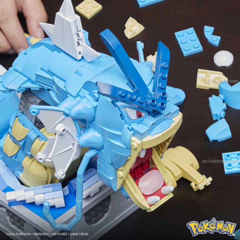 Quá trình lắp ráp bộ đồ chơi Pokémon Gyarados Mega Bloks HGC24, 2186 chi tiết, phù hợp cho bé trai 14 tuổi, đồ chơi sáng tạo, giá tốt