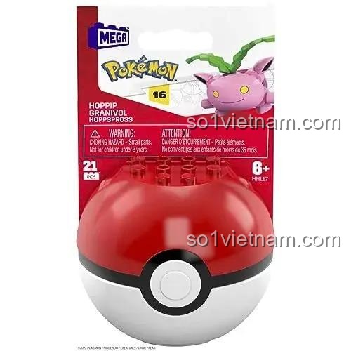 Hộp sản phẩm Mega Bloks HHL17 Pokémon Hoppip, đồ chơi lắp ghép Pokémon, 21 mảnh, độ tuổi 6+