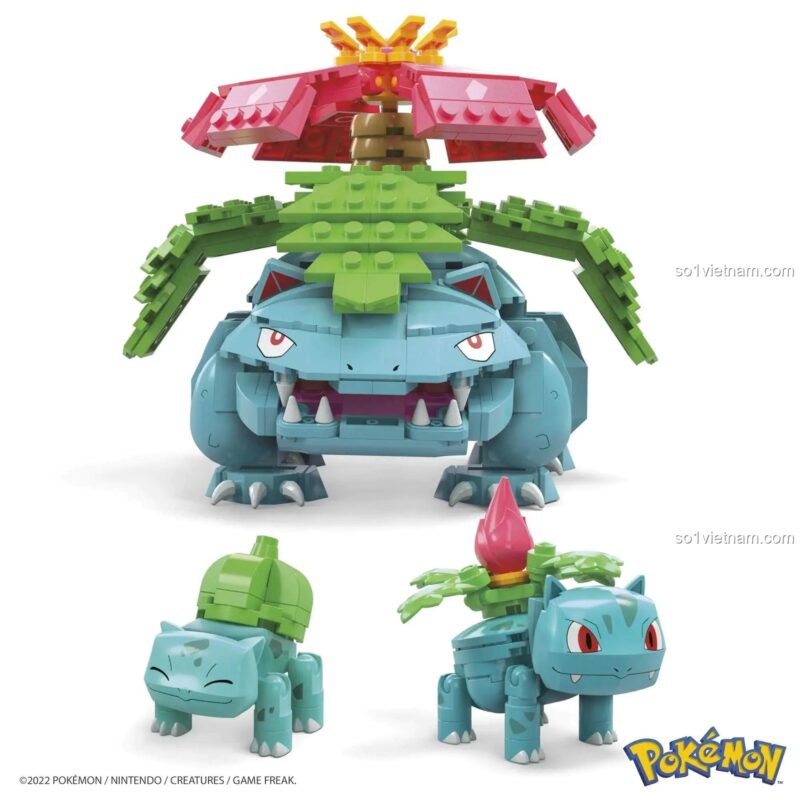 Chi tiết Bộ Lắp Ghép Tiến Hóa Venusaur Pokémon Mega Bloks HHM17 - Mô hình tiến hóa của Venusaur, Đồ chơi lắp ghép cho bé 8 tuổi