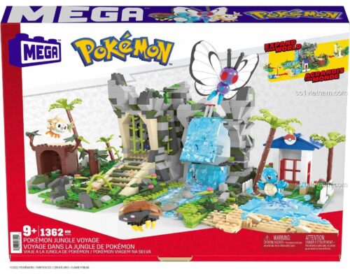 Hộp sản phẩm Mega Bloks HHN61 Pokémon Jungle Voyage, bộ đồ chơi lắp ghép cho bé 9 tuổi