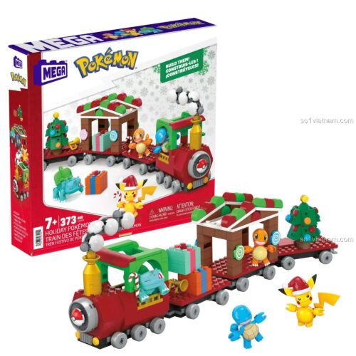 Hộp sản phẩm Tàu hỏa Pokémon Holiday Train Mega Bloks HHP69, đồ chơi lắp ghép cho bé 7 tuổi, có các nhân vật Pikachu, Squirtle, Bulbasaur, Charmander, Tàu hỏa Pokémon mùa lễ hội, Tàu hỏa Pokémon trang trí Giáng sinh, Tàu hỏa Pokémon dễ thương, Tàu hỏa Pokémon lễ hội, Tàu hỏa Pokémon vui vẻ, Tàu hỏa Pokémon mùa đông, Tàu hỏa Pokémon trang trí Giáng sinh, Tàu hỏa Pokémon, bộ lắp ghép, đồ chơi mô hình, giá tốt